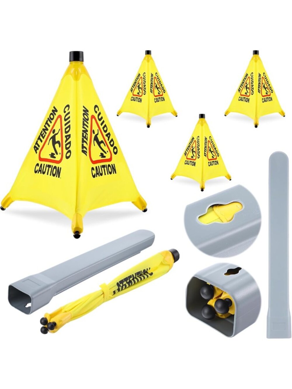 4-Pack 20" Caution Wet Floor Signs - Pop-Up Safety Alert for Slippery Floors